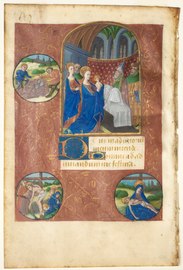 Feuillet d'un livre d'heures. Présentation au temple. Cleveland Museum of Art.