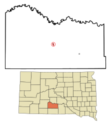 Mellette County South Dakota Incorporated ve Unincorporated alanları White River Highlighted.svg