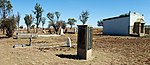 The terrain has a fence. The graves have silver painted iron crosses on a cement pedestal. The cemetery contains the mortal remains of women and children who died during the Anglo-Boer War (1 Type of site: Cemetery Military Current use: Graveyard.