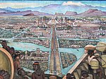 Mural da cidade asteca de Tenochtitlan, Palacio Nacional, Cidade do México
