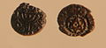 Monnaie musulmane en bronze, l'une avec une menorah, l'autre avec une étoile de David (VIIe siècle)