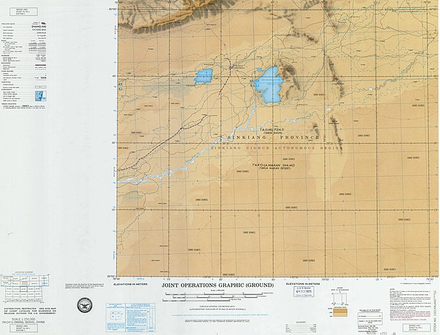 Map including Maralbexi (labeled as PA-CH'U (MARAL BASHI)) (ATC, 1971)