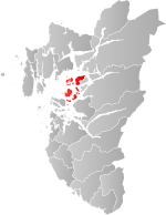 Mapa do condado de Rogaland com Finnøy em destaque.