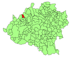 Navaleno utheva i raudt på kommunekart over Soria