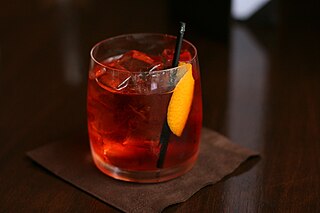 Negroni cocktail made of gin, Campari, and vermouth