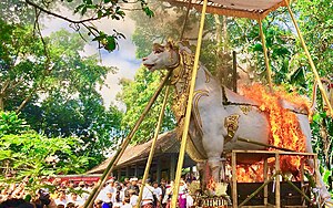 Ngaben, the Hindu funeral ceremony of Bali, Indonesia. It is performed to release the soul of a dead person.