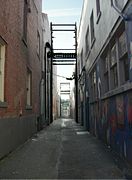 An alley in Olympia, Washington. Adapted for the cover of a Kindle book, "Framework" by M. B. Eldridge.