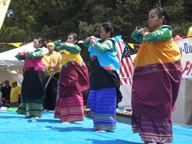 Dancers performing the kapa malong malong, a traditional Maguindanao dance featuring the uses of the malong