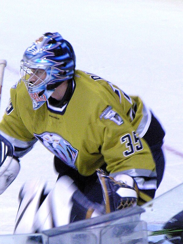 Rinne with the Nashville Predators in December 2005. He played his first two NHL games during the 2005–06 season.