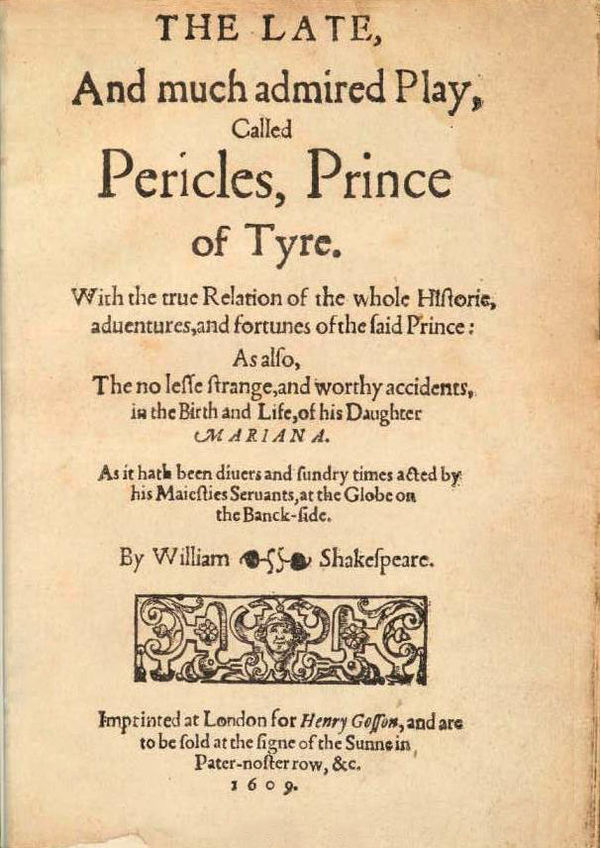 The 1609 quarto edition title page