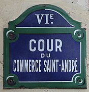 Plaque cour Commerce St André Paris 1.jpg