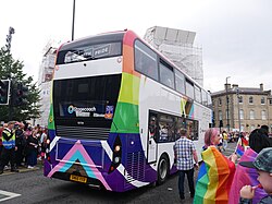 Stagecoach in Hull's 10734 marks the end of the 2022 Pride in Hull parade.