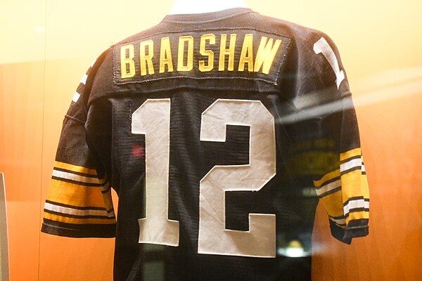 Bradshaw's uniform exhibited at the Pro Football Hall of Fame