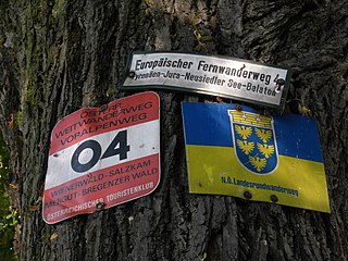 Značení dálkové trasy E4 v Rakousku