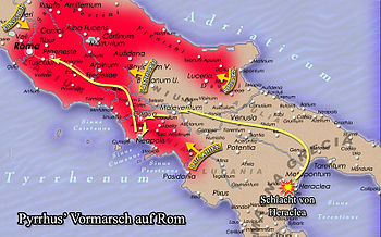 Pyrrhus framsteg på Rom och platsen för slaget vid Heraclea