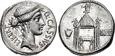 Q. Cassius Longinus, 55 BC (Libertas/Temple of Vesta).