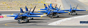 Blue Angels formation taxi at the end of their demonstration show