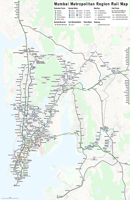 Topological map of Mumbai's public transport system