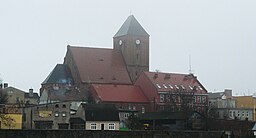 Recz gamla stadskärna med Kristus Konungen-kyrkan.