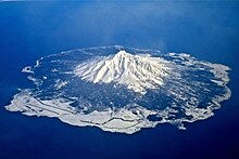 Vue aérienne de l'île Rishiri.