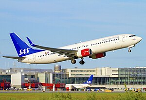 SAS Scandinavian Airlines Boeing 737-800 (LN-RRJ) taking off from Stockholm - Arlanda Airport.jpg