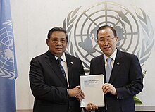 President Susilo Bambang Yudhoyono with UN Secretary-General Ban Ki-moon in New York City, 30 May 2013 SBY dan Ban Ki-moon di New York 30-05-2013.jpg