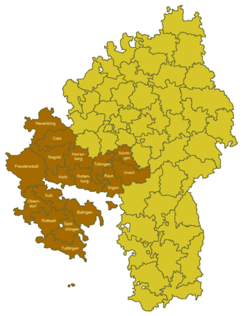 Kart over distriktet Schwarzwald