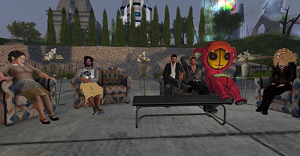 Avatars socialising in the virtual world Second Life