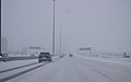 Winter conditions on Highway 401 in Toronto due to a snowsquall.