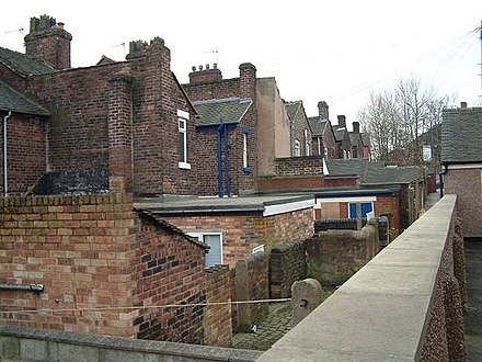 Terraced housing is a common feature in the city.