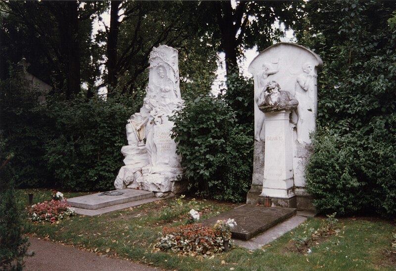 File:Strauss and Brahms graves - Zentralfriedhof Vienna.jpg