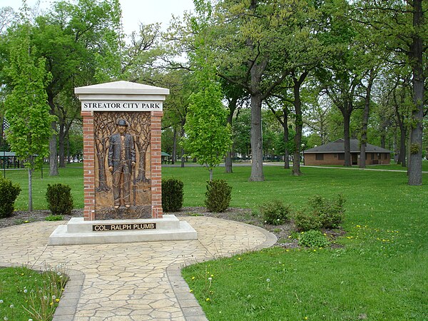 A relief of Ralph Plumb in Streator City Park