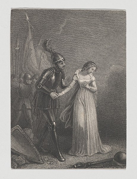 Illustration of Suffolk and Margaret from a production of Henry VI, Part 1 (Charles Heath)