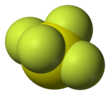 Space-filling model of sulfur tetrafluoride