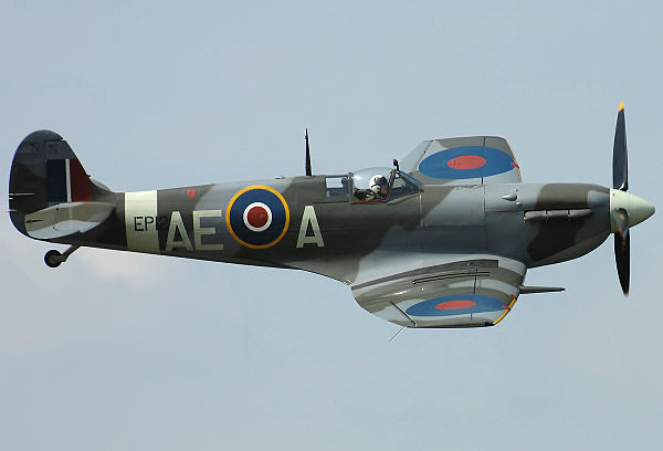 Supermarine Spitfire Vb number EP120 (2010). This aircraft was allocated to 501 Squadron in 1942 and flown by Squadron Leader Geoffrey Northcott, who 