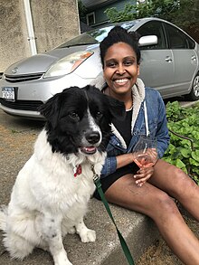 Teclemariam with her dog, Buffer