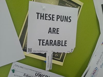 Day 82: Tearable puns poster, captured in the wild in Armenia