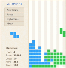 Image animée représentant une partie de Tetris avec les tétriminos S et Z uniquement