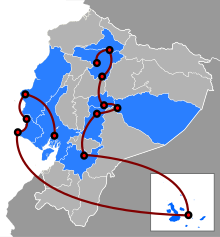 Route Map. The Amazing Race Latin America 6 map.svg