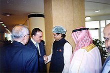 The Minister of State for External Affairs, Shri E. Ahamed meeting with the Palestinian Foreign Minister Mr. Nasser Kidva on the margins of Arab League Summit being held in Algiers, Algeria on March 21, 2005.jpg