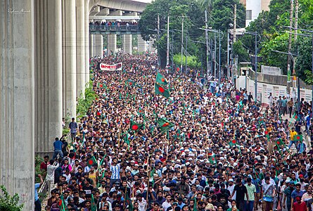 Victory procession by Gen Z students in Bangladesh following a revolution that ended Sheikh Hasina's 15-year-long autocratic rule.