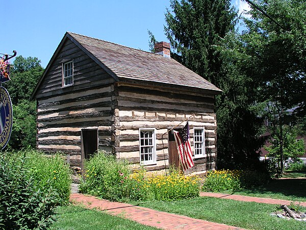 Thomas Isaac log cabin. Named after a 19th-century owner, the cabin was believed to have been built circa 1780 by an early Ellicott's Mills settler. T