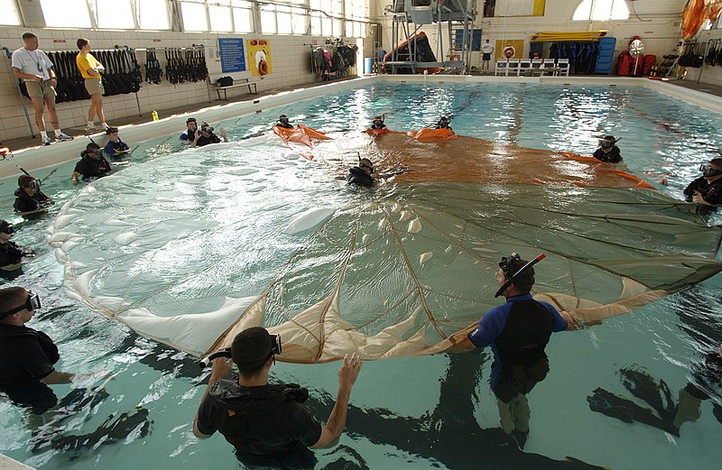 File:US Navy 031113-N-5862D-061 Students at the Aviation Rescue Swimmer School prepare to undergo a parachute disentanglement exercise.jpg