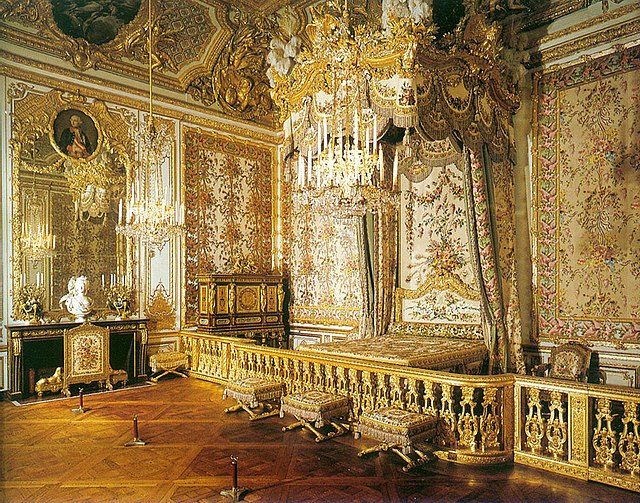 The Queen's Bedchamber in the Palace of Versailles. Show another