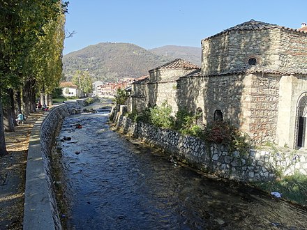 The Pena River flowing past the Bey's Hamam in Tetovo