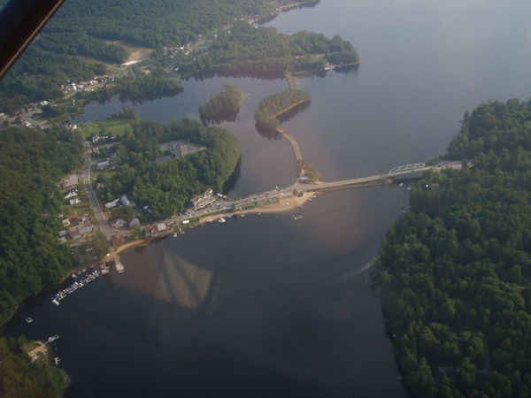 Long Lake from the air. NY 28N is visible near the patch of forests to the west.
