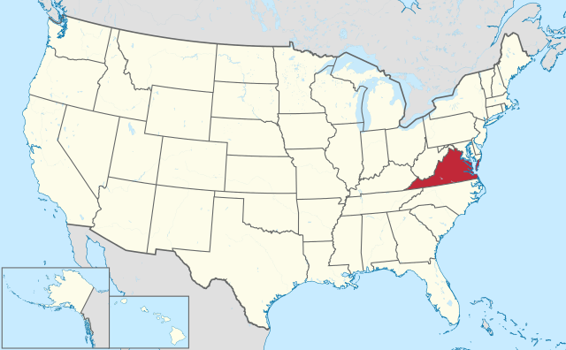 Localização da Virginia nos Estados Unidos