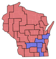 Senate partisan representation
Democratic: 5 seats
Social Dem.: 1 seat
Republican: 27 seats WI Senate Partisan Map 1907.svg