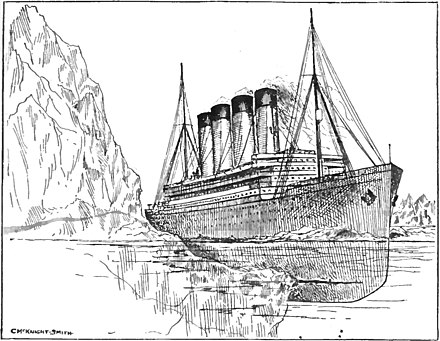 Drawing of the iceberg collision.