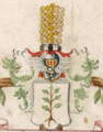 Wappen derer von Glaen in einer Adelsprobe vom Ende des 18. Jahrhunderts